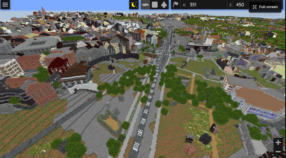 Municipio Roma I, Rome, Italy generated in Minecraft